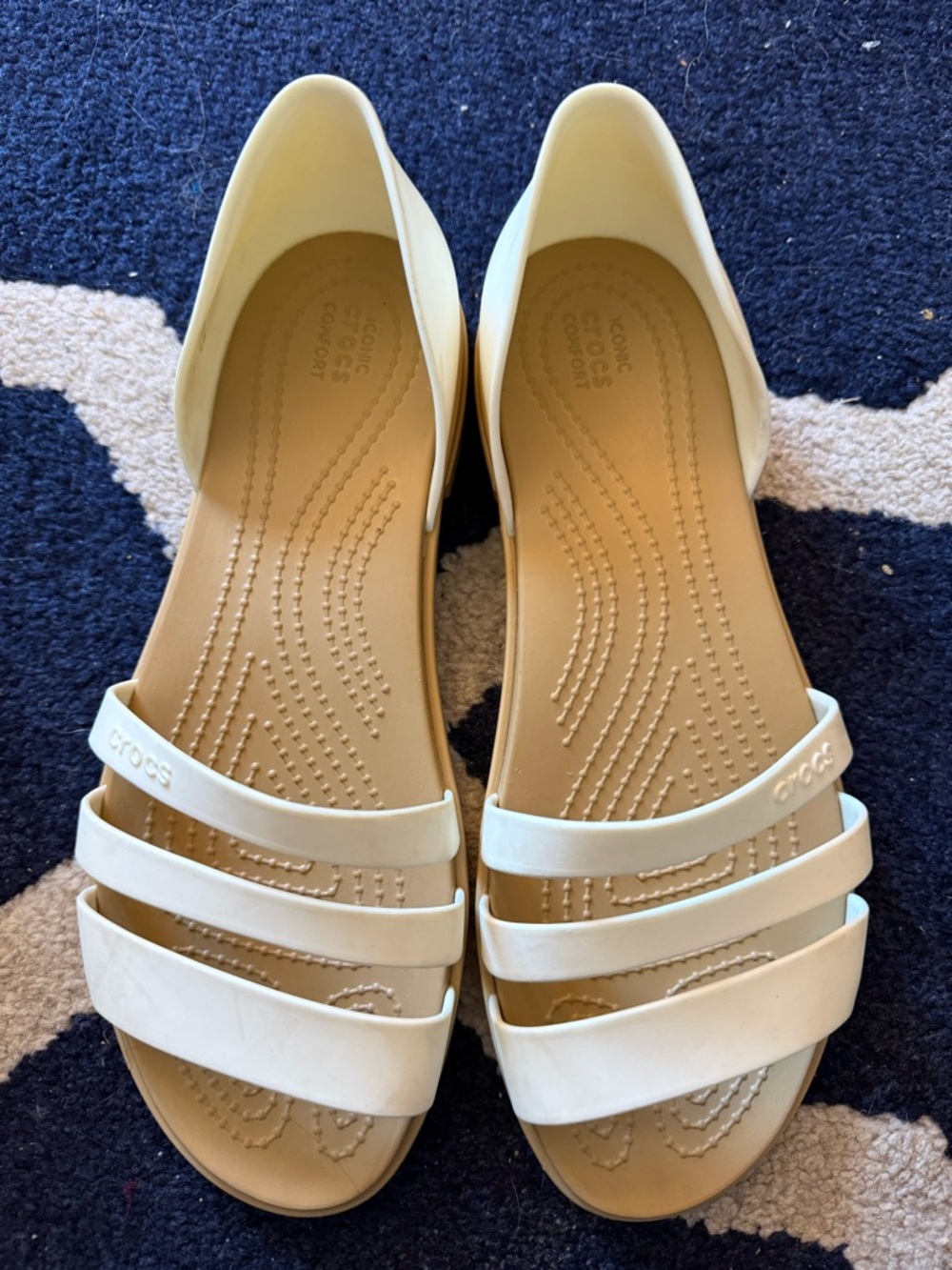 CROCS Women's White Triple-Strap D'Orsay Sandals